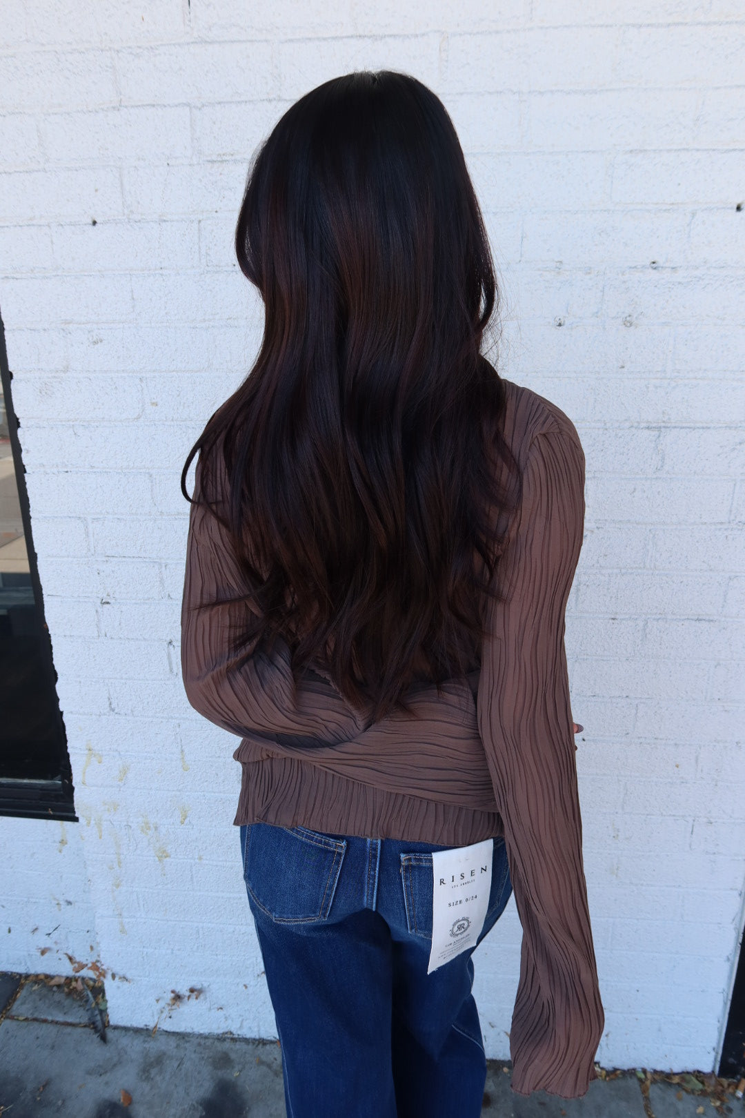 Daily Collared Button Down Plisse Top - Brown