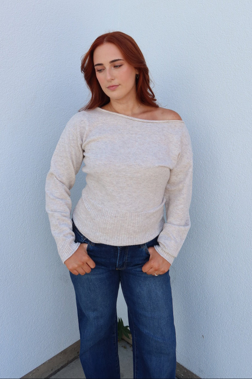 Kasper Boat Neck Sweater - Oatmeal