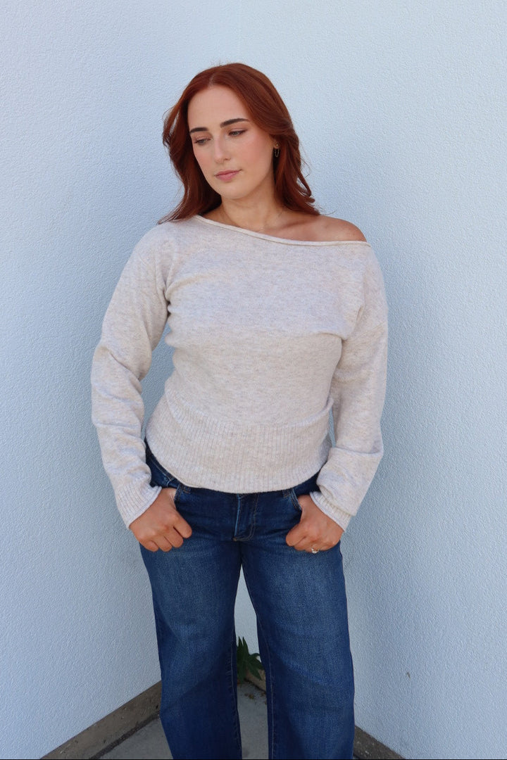 Kasper Boat Neck Sweater - Oatmeal
