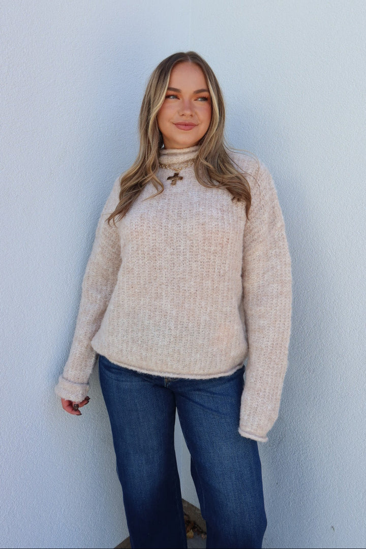 Senzo Mockneck Knit Sweater - Oatmeal