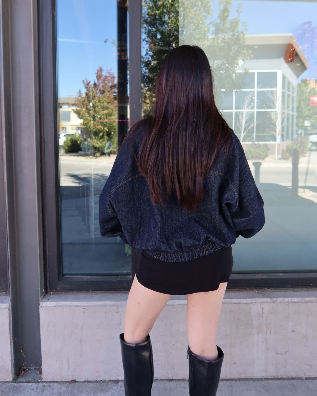 Fiona Boxy Denim Bomber Jacket