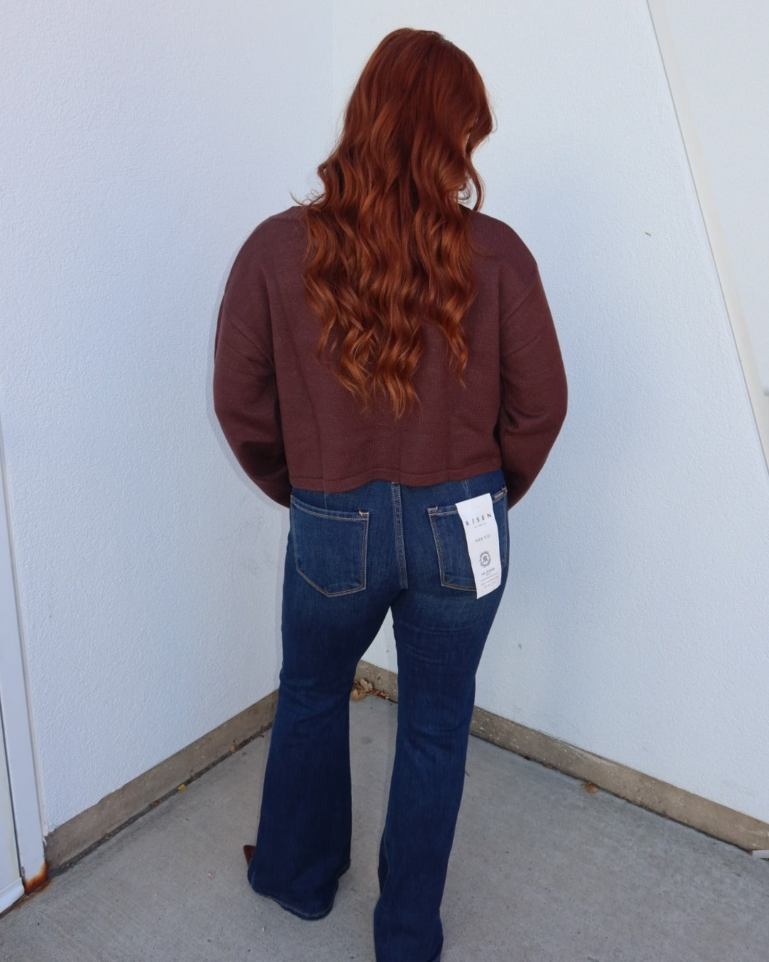 Risen Low Rise V-Waist Flare Jeans - Dark Wash