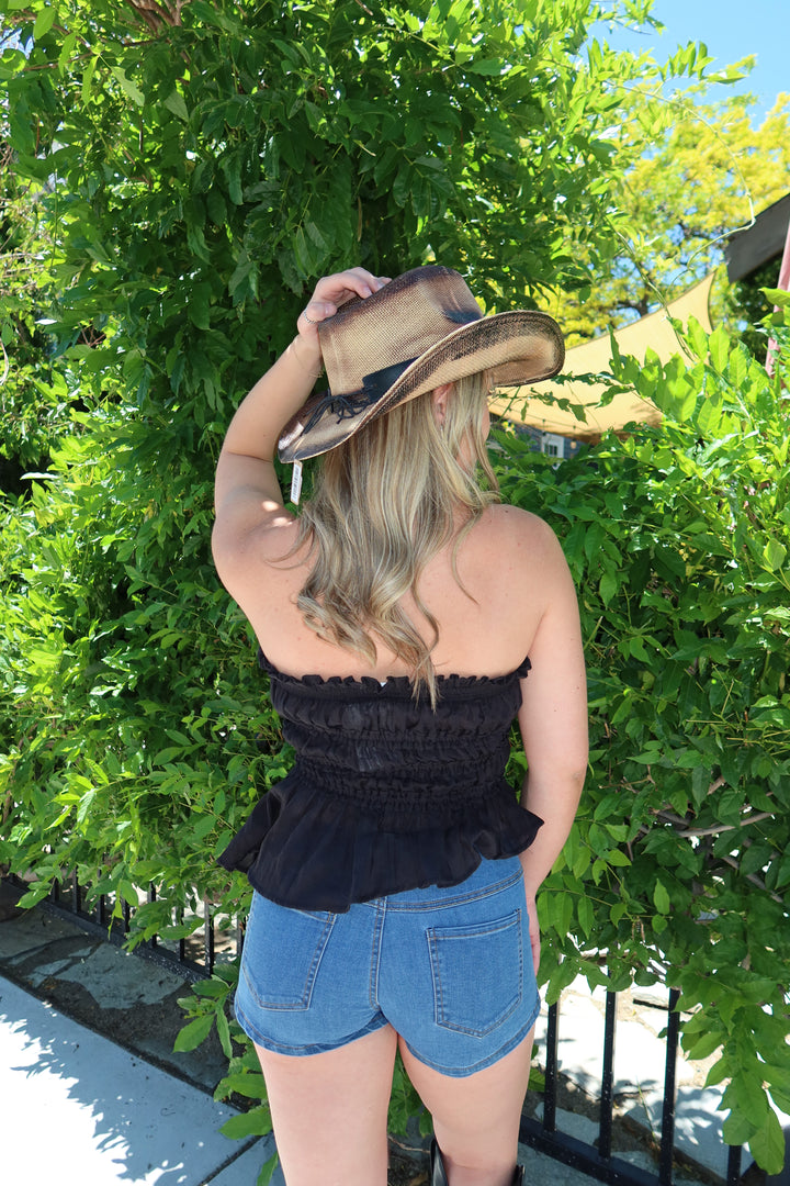 Rebel Ruffled Tube Top - Black