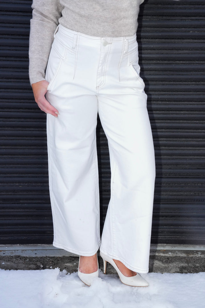 RISEN IVORY DREAMS HIGH RISE PANTS
