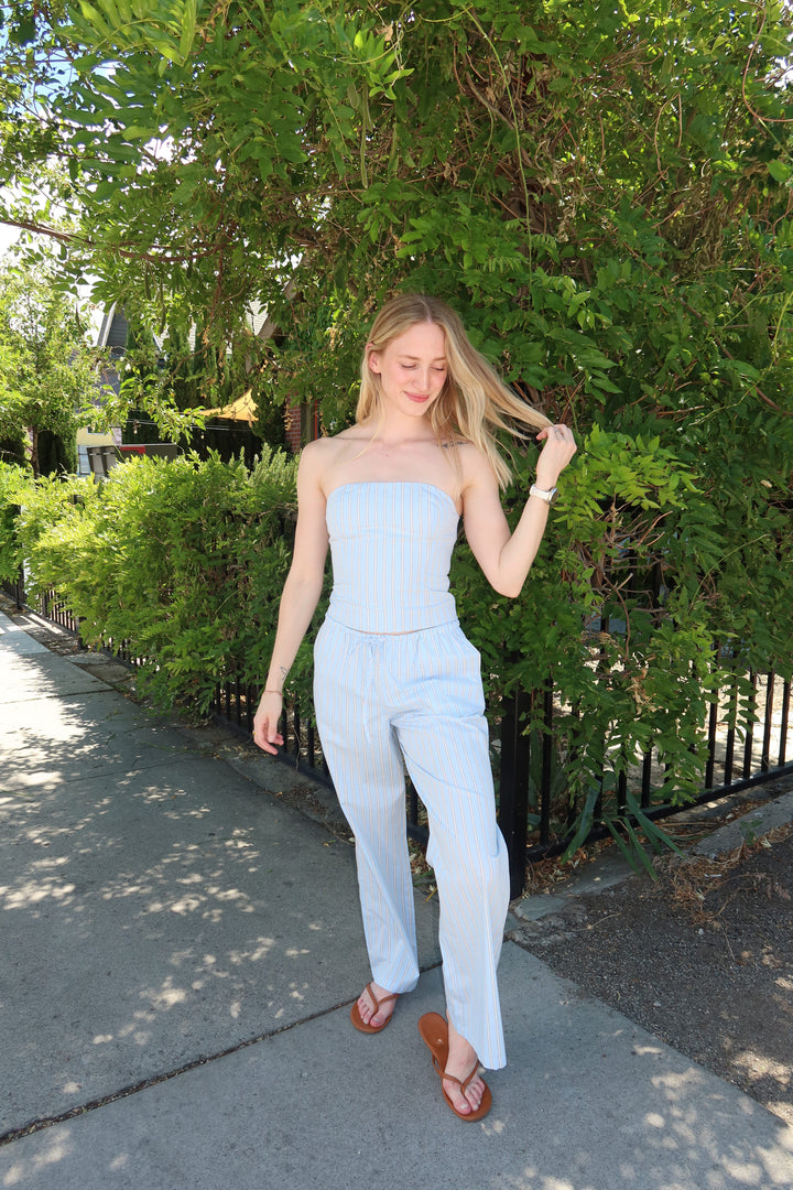 The Pinstripe Lace-Up Tube Top