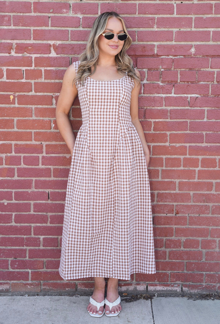 Sunday Picnic Gingham Midi Dress