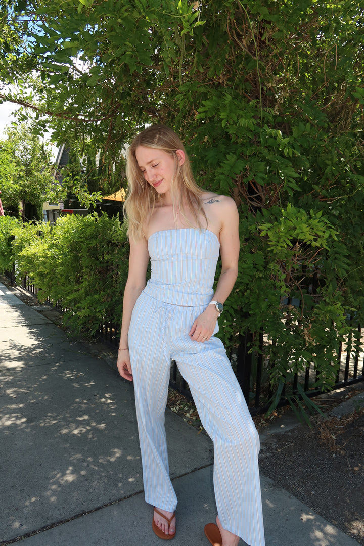 The Pinstripe Lace-Up Tube Top