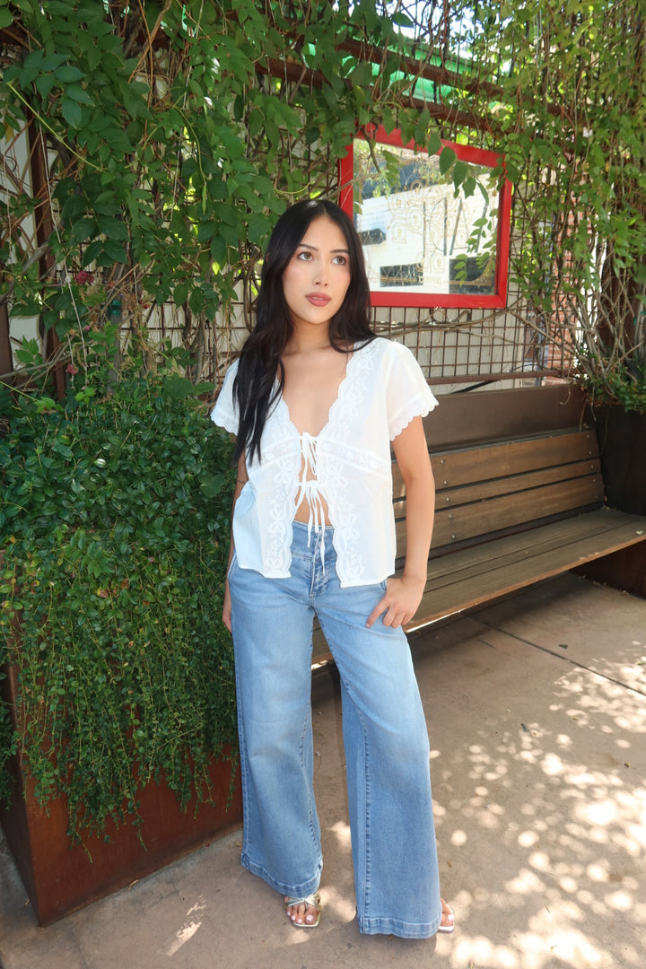 The Risen Wide Waistband Wide Leg Jean — Light Wash