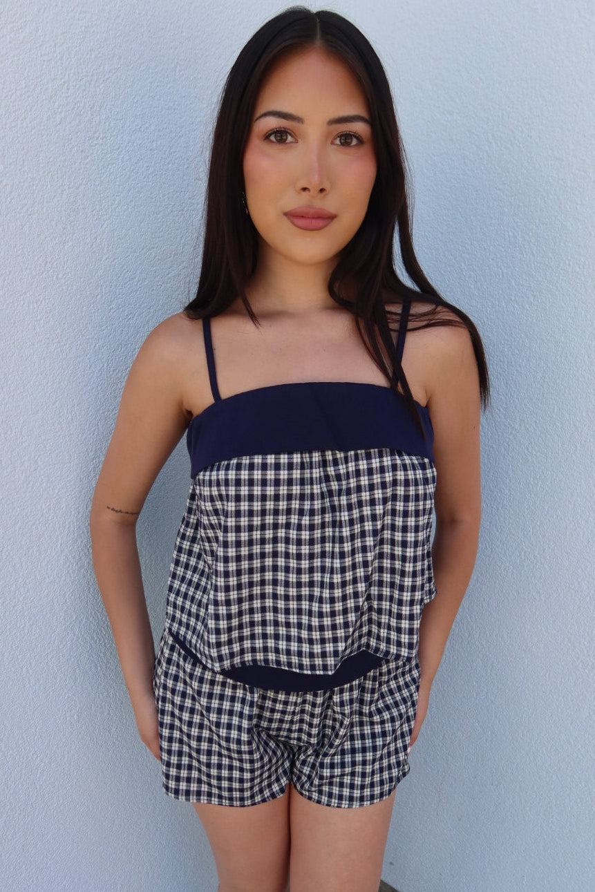 Deanna Gingham Contrast Top