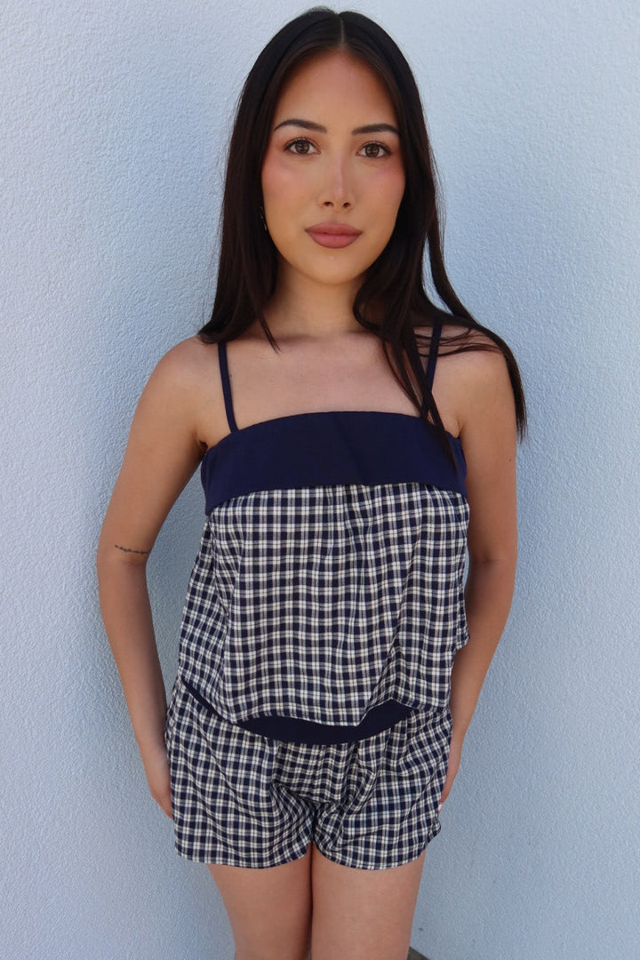 Deanna Gingham Contrast Top