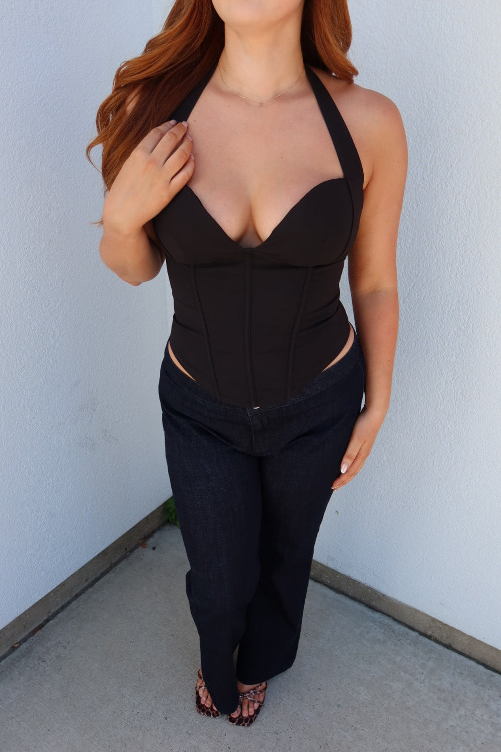 Horizon Halter Bustier Top — Black
