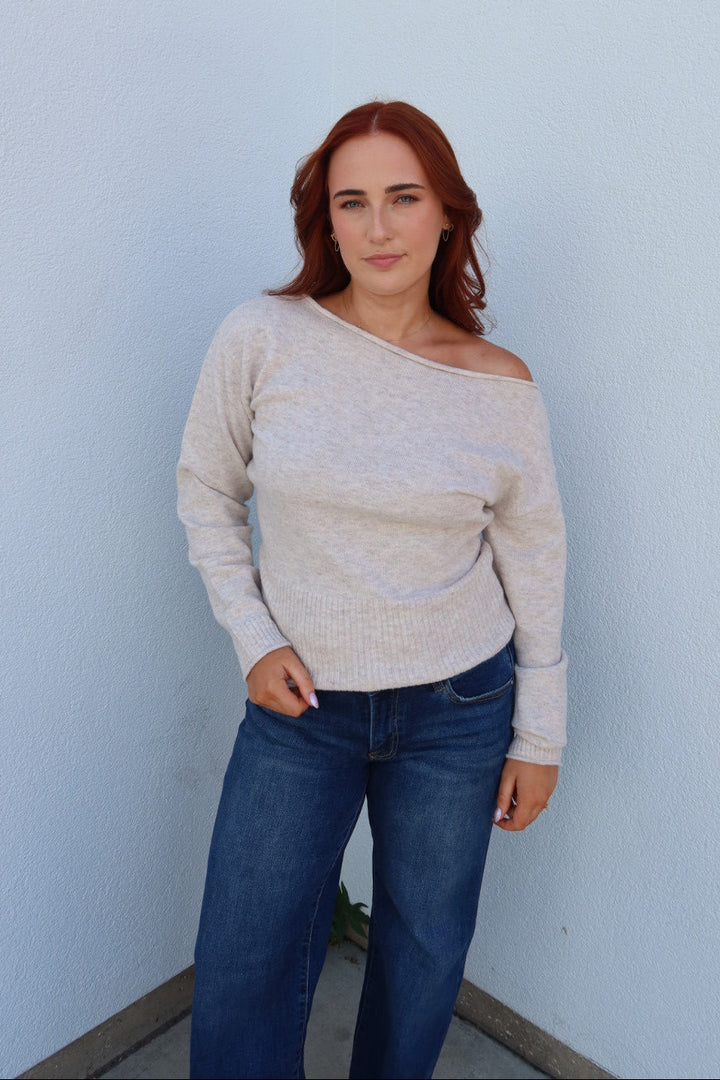 Kasper Boat Neck Sweater - Oatmeal