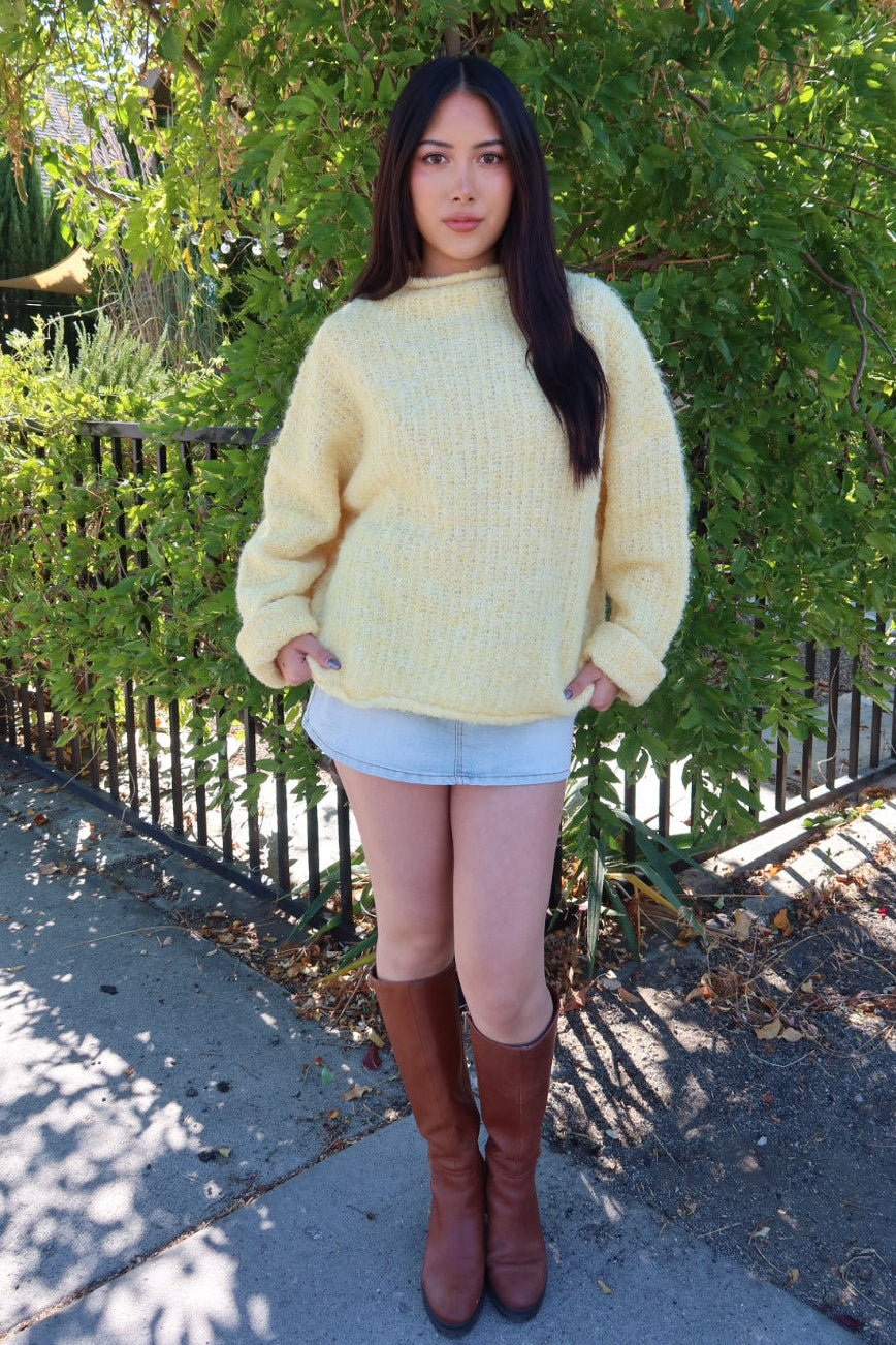 Senzo Mockneck Knit Sweater - Yellow