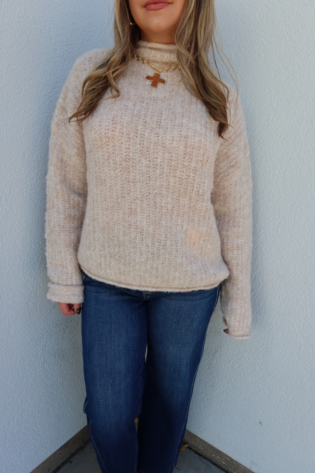Senzo Mockneck Knit Sweater - Oatmeal