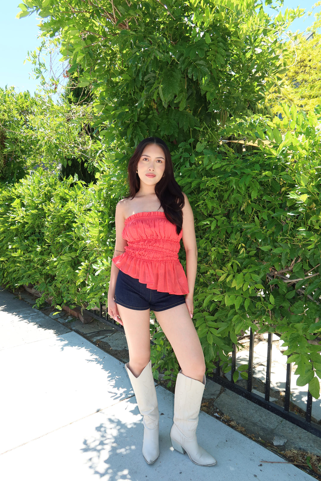 Rebel Ruffled Tube Top - Red