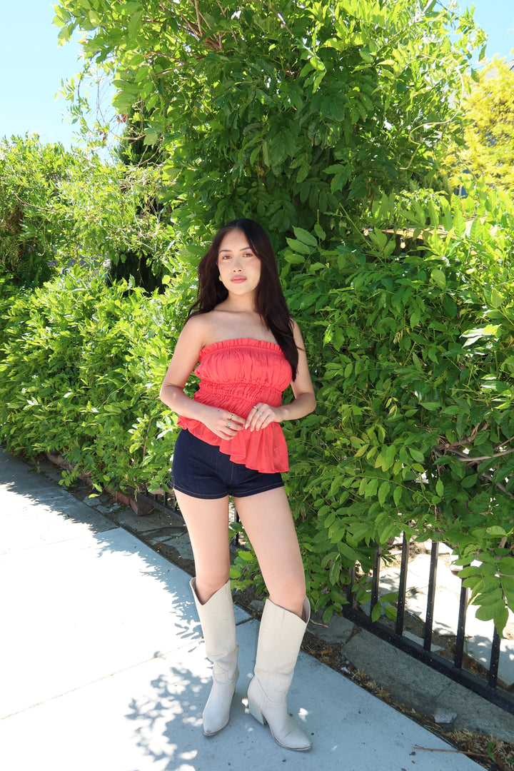 Rebel Ruffled Tube Top - Red