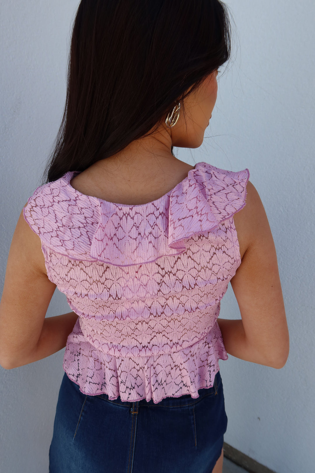 Fifi Lace Ruffle Cascade Crop Top