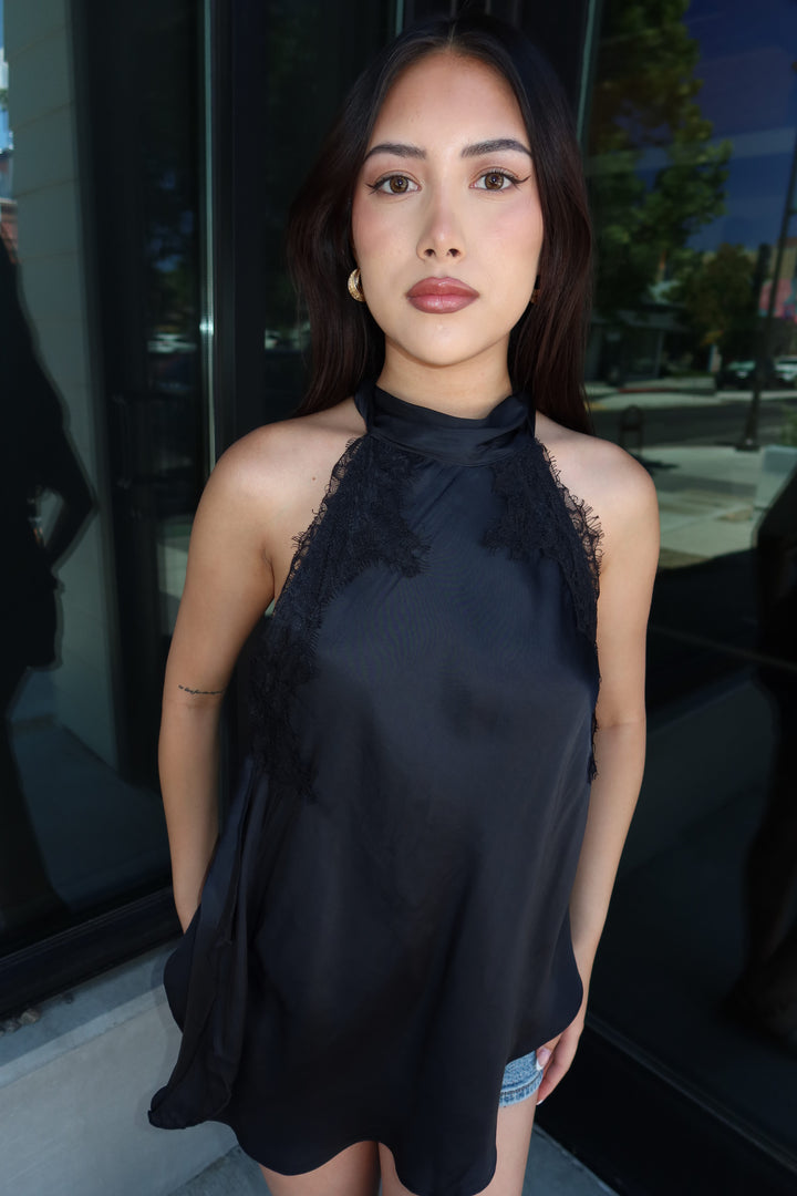 The Noir Lace Halter Top