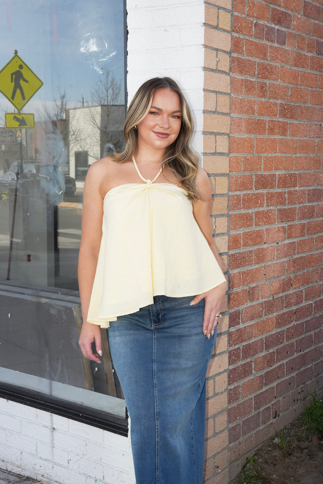 BUTTER YELLOW HALTER TOP