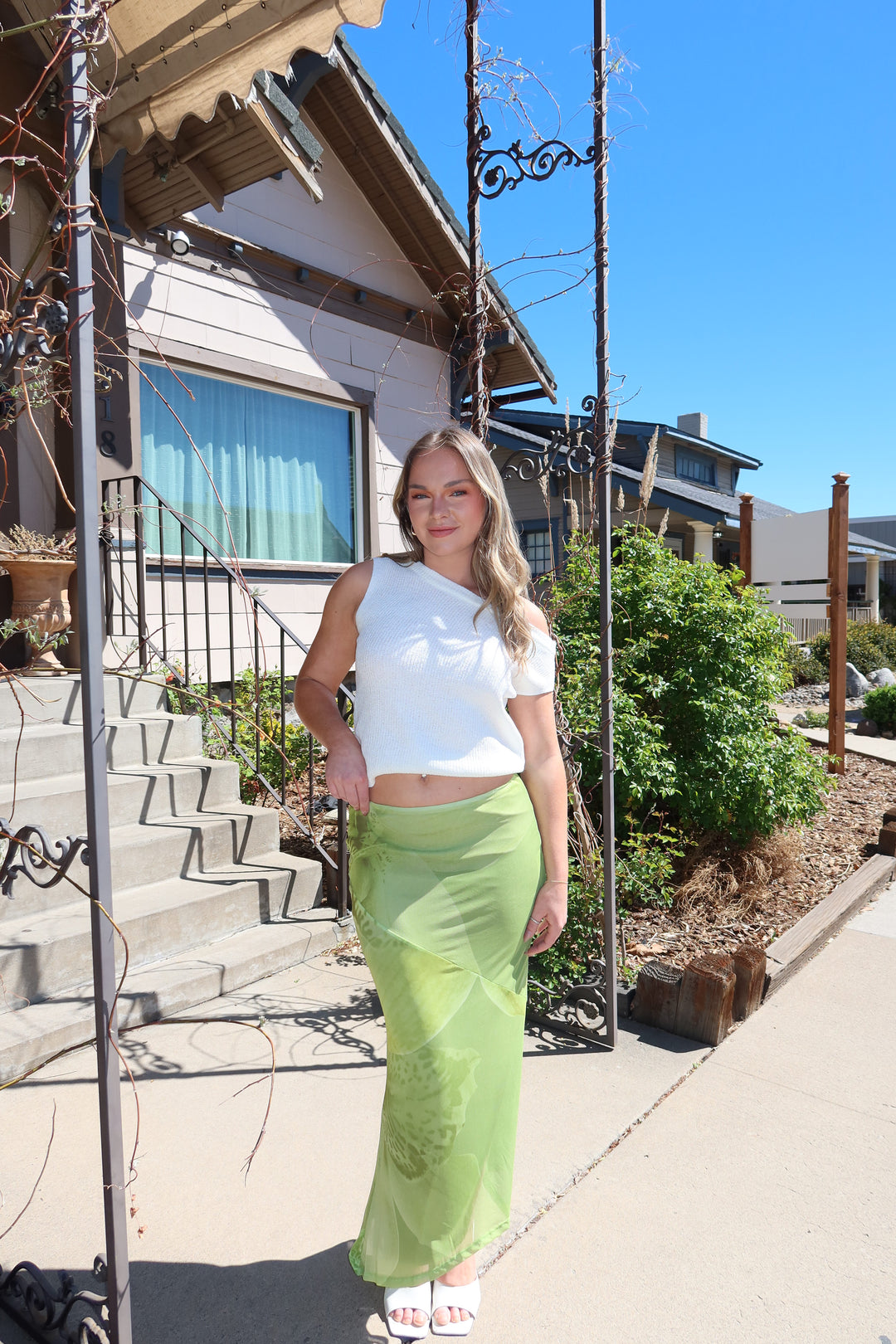 Botanical Orchid Mesh Maxi Skirt