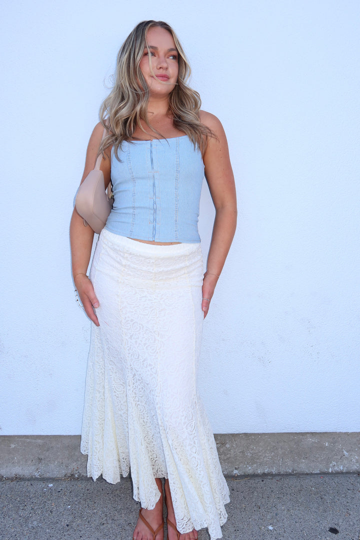 The Denim Stripe Corset Cami Top