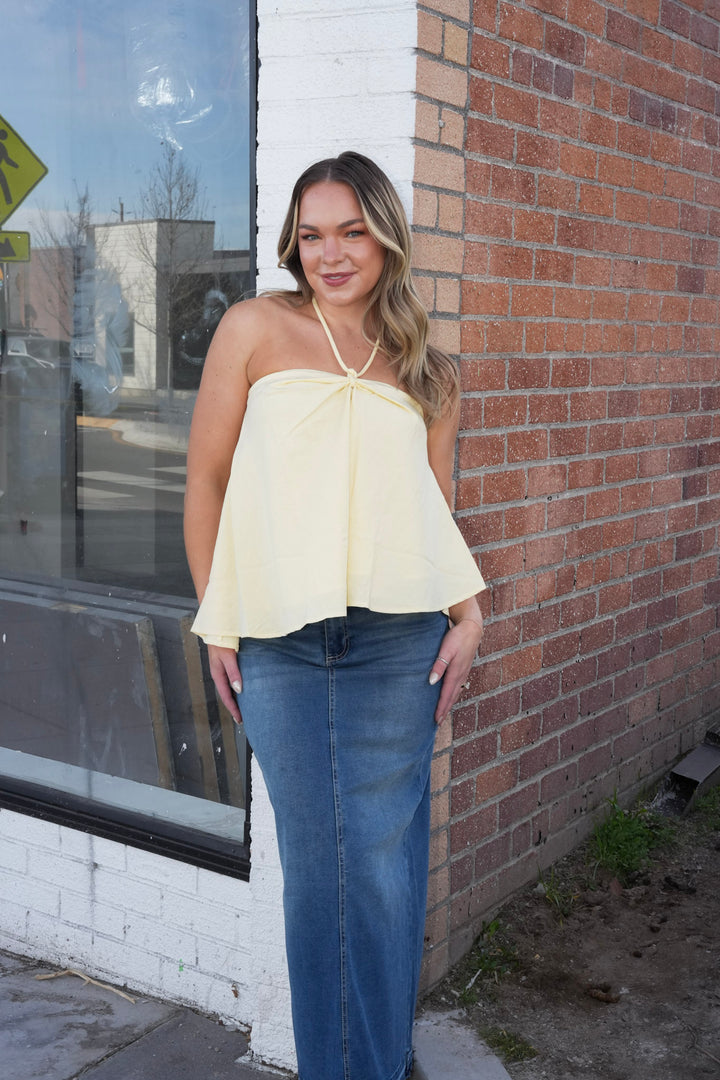 BUTTER YELLOW HALTER TOP