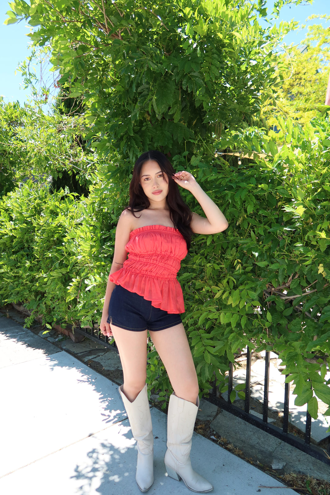 Rebel Ruffled Tube Top - Red