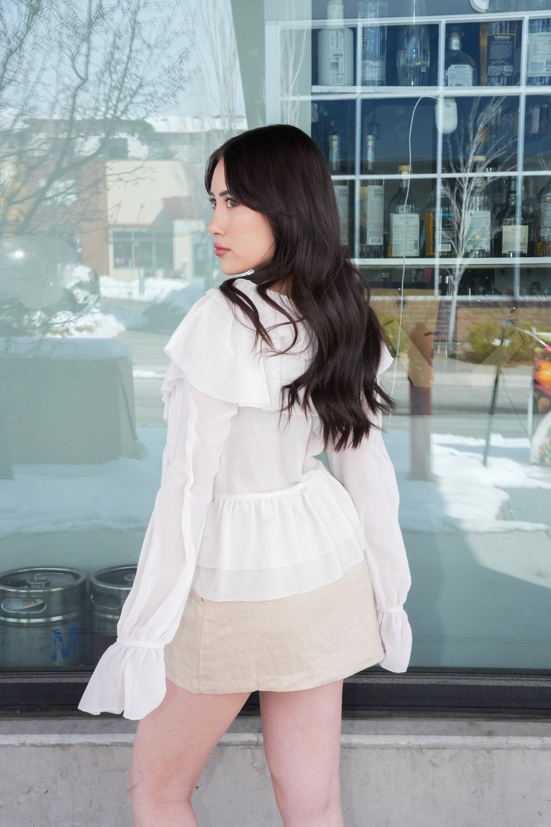 WHISPER OF ROMANCE RUFFLED BLOUSE