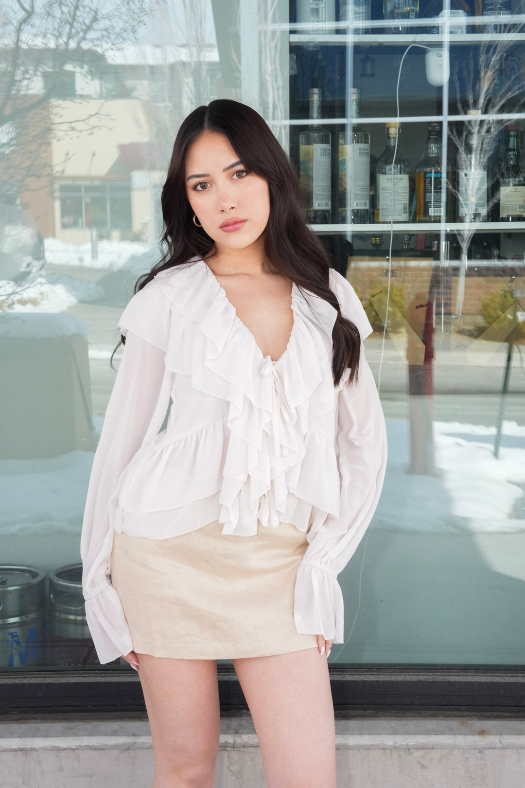 WHISPER OF ROMANCE RUFFLED BLOUSE
