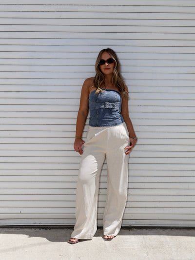 BUCKLE UP DENIM TOP