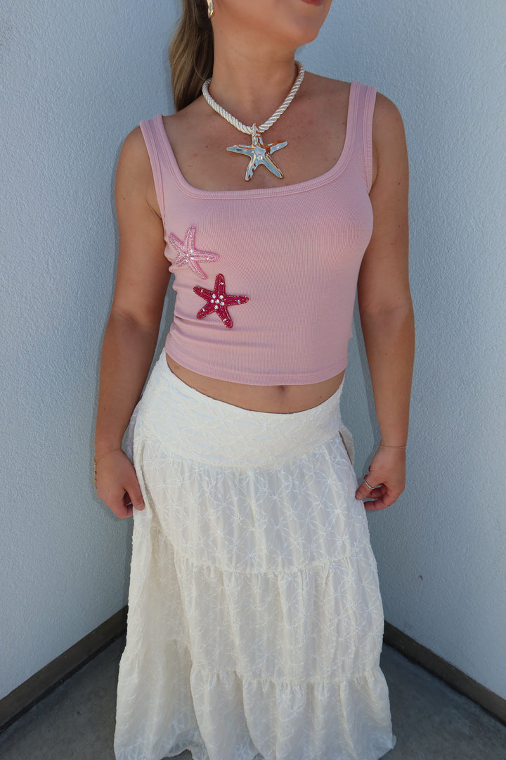 The Genesis Starfish Beaded Ribbed Tank