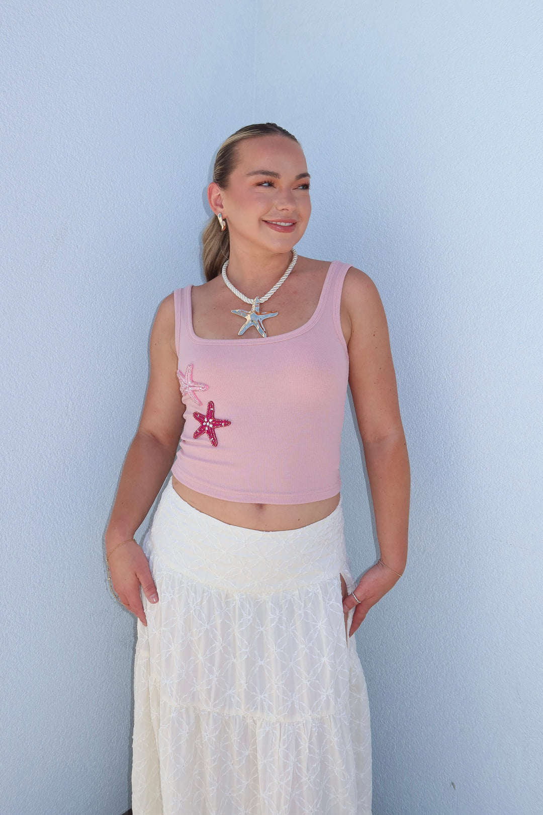 The Genesis Starfish Beaded Ribbed Tank