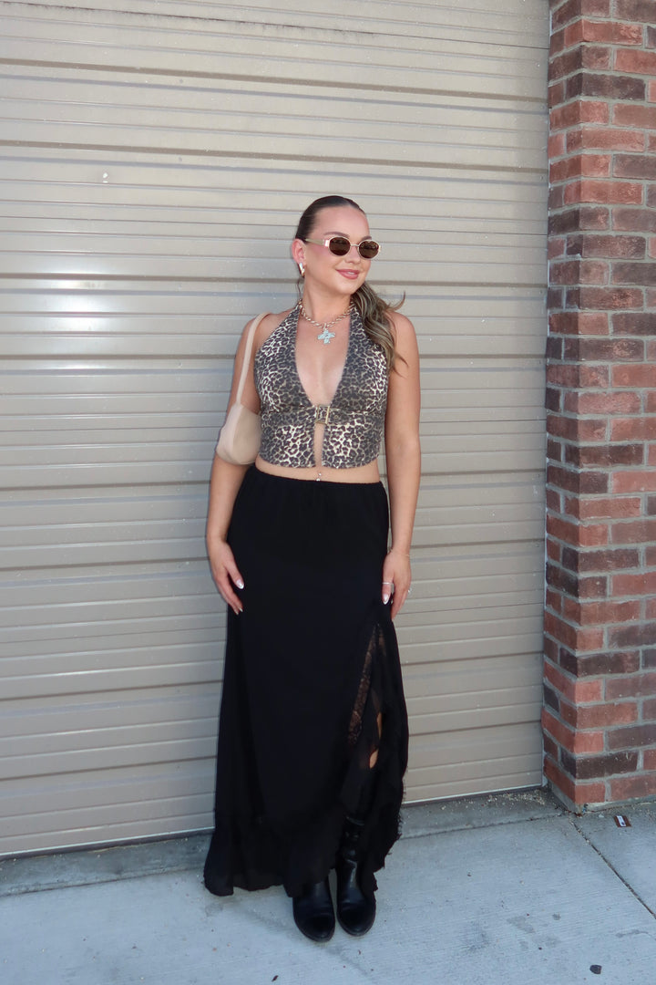 WILD SIDE LEOPARD HALTER TOP