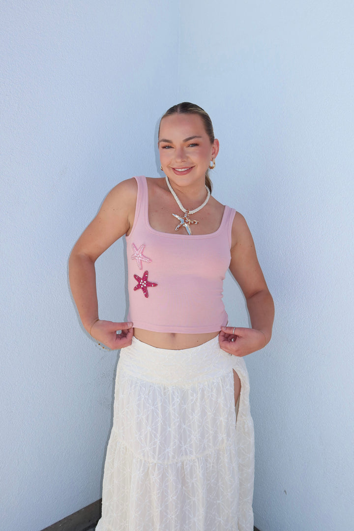 The Genesis Starfish Beaded Ribbed Tank