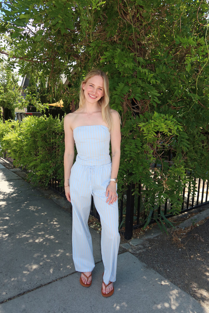 The Pinstripe Lace-Up Tube Top