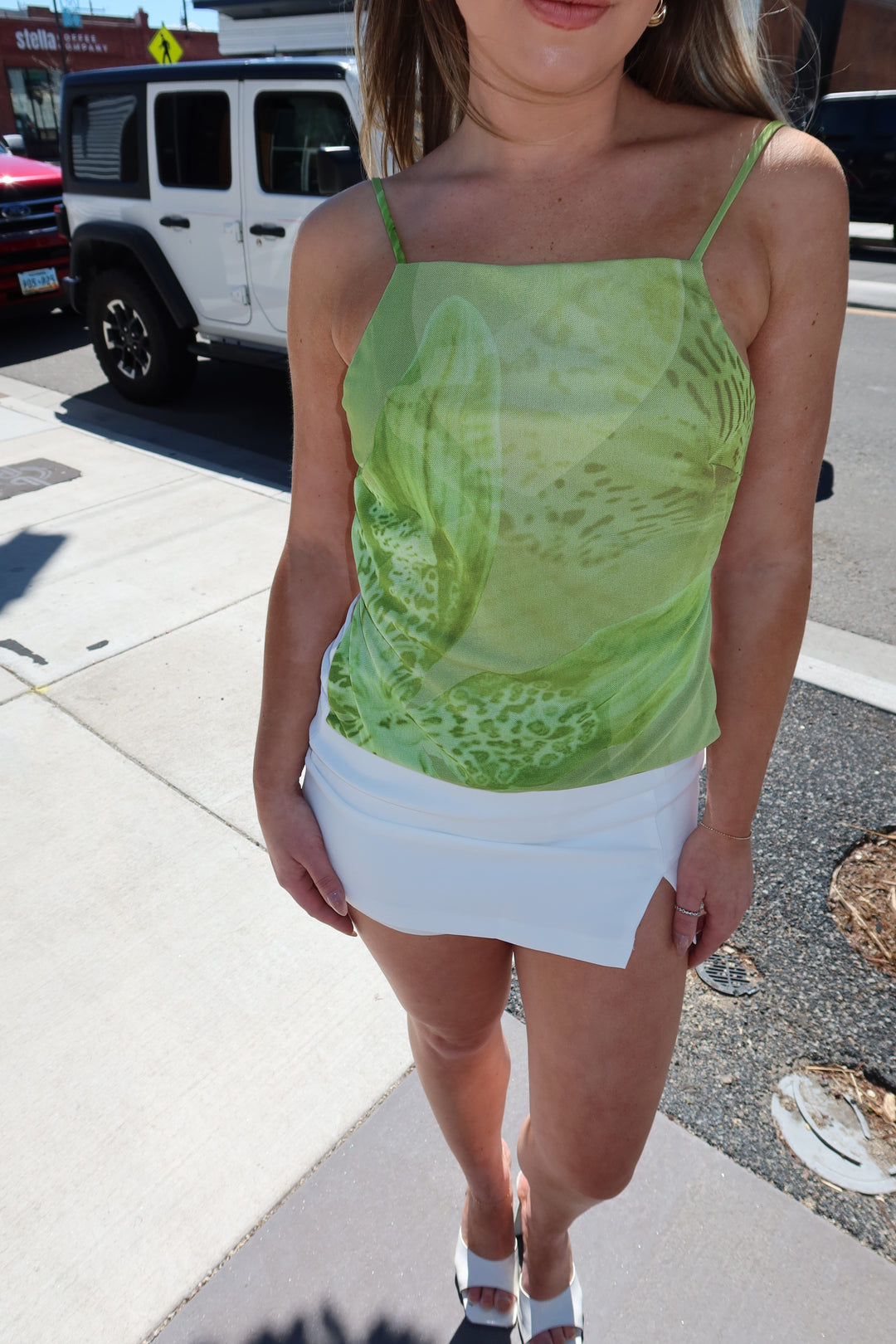 Botanical Orchid Mesh Cami Top