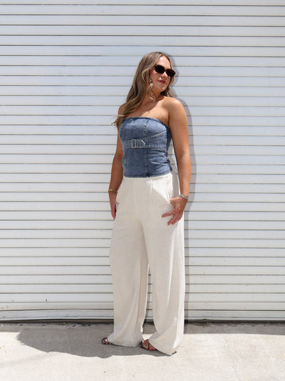 BUCKLE UP DENIM TOP