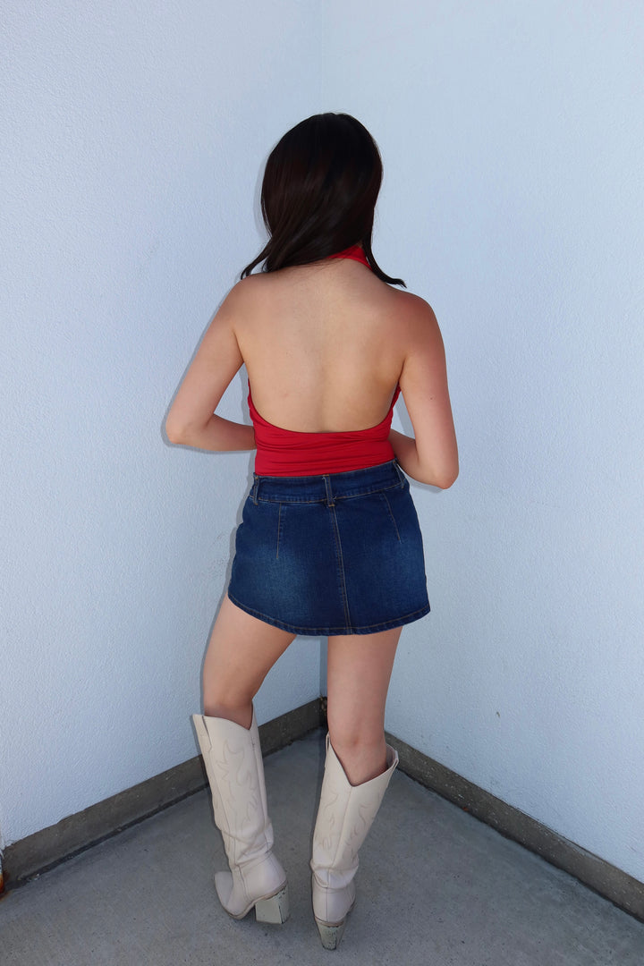 The Siren Halter Bodysuit - Red