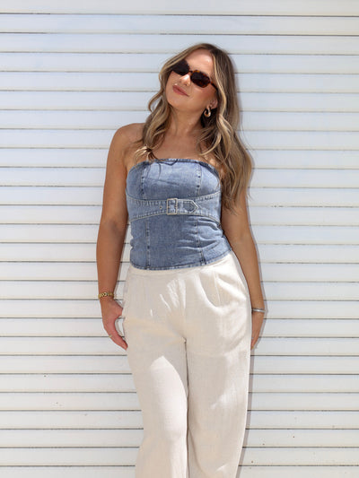 BUCKLE UP DENIM TOP