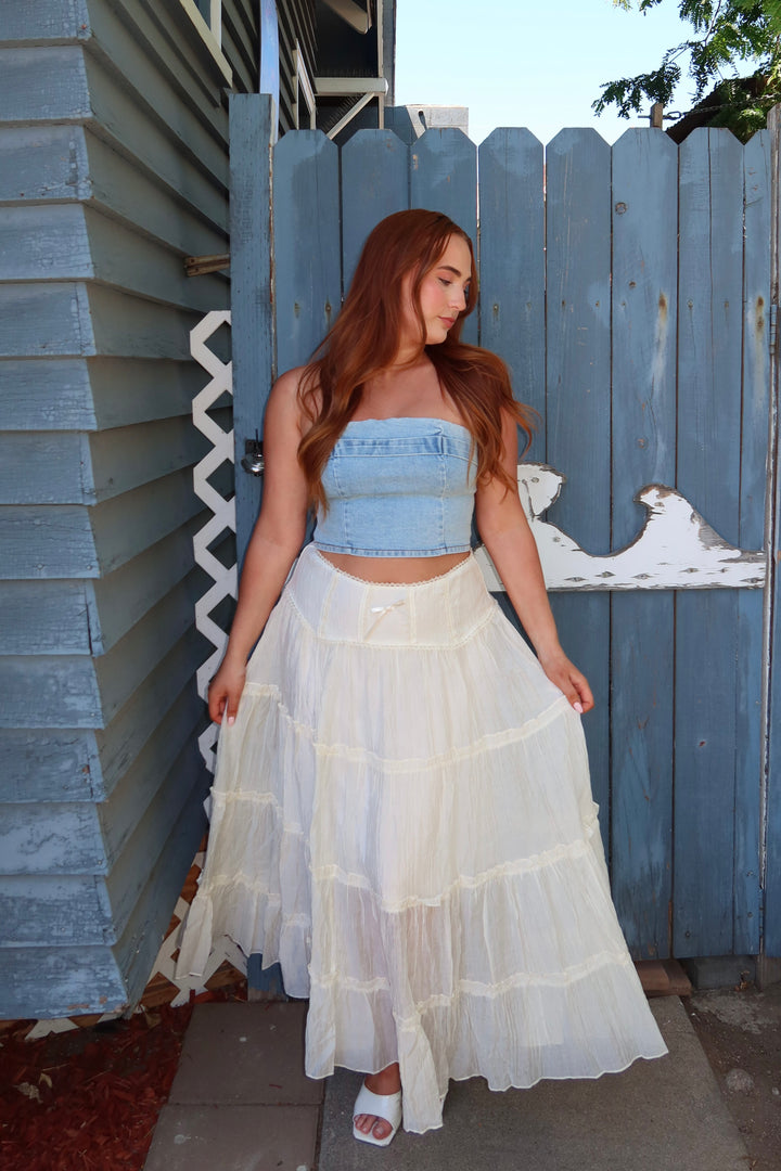 The Reverie Tiered Maxi Skirt — Cream