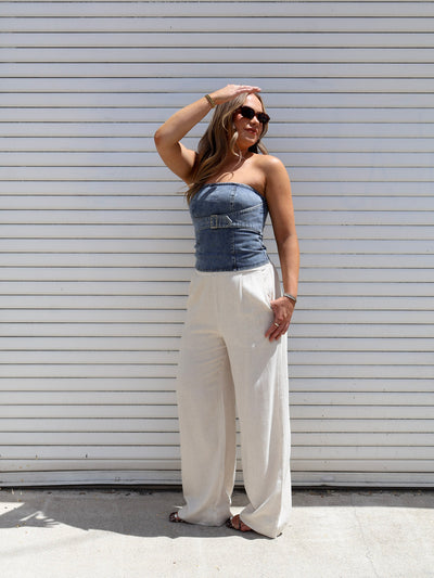 BUCKLE UP DENIM TOP