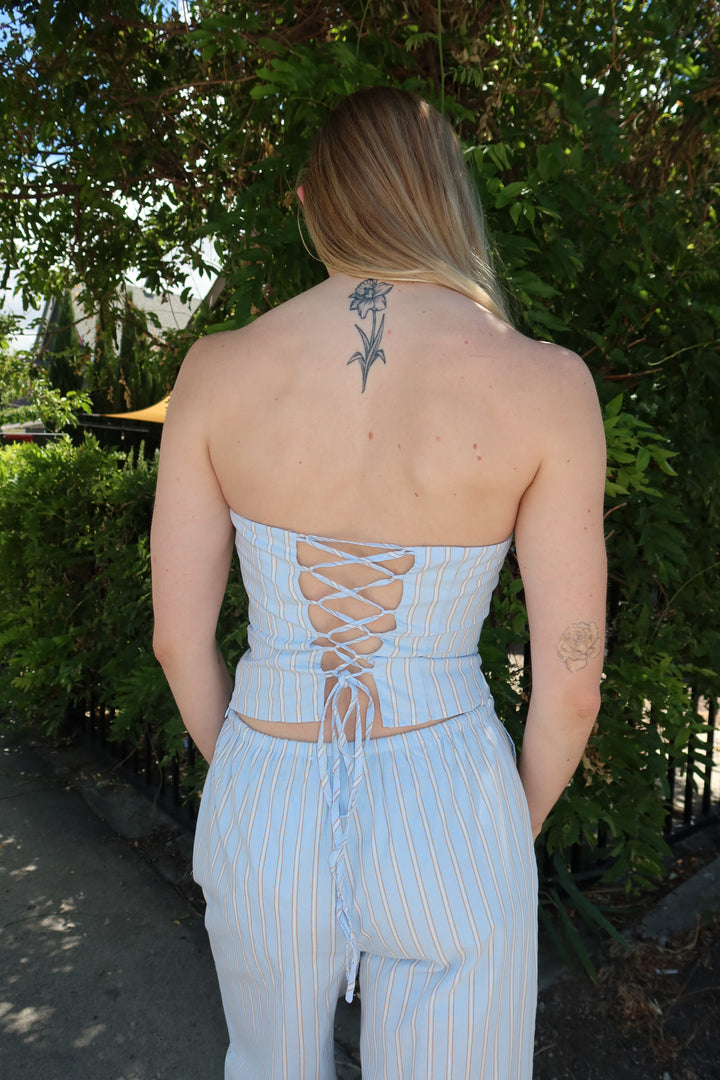 The Pinstripe Lace-Up Tube Top