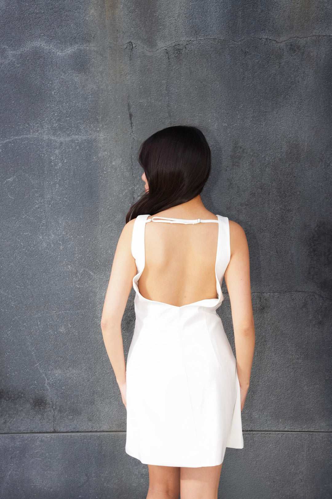 ALEINA MODERN OPEN BACK MINI DRESS