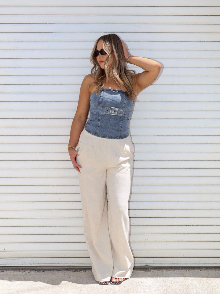 BUCKLE UP DENIM TOP