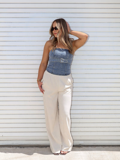 BUCKLE UP DENIM TOP