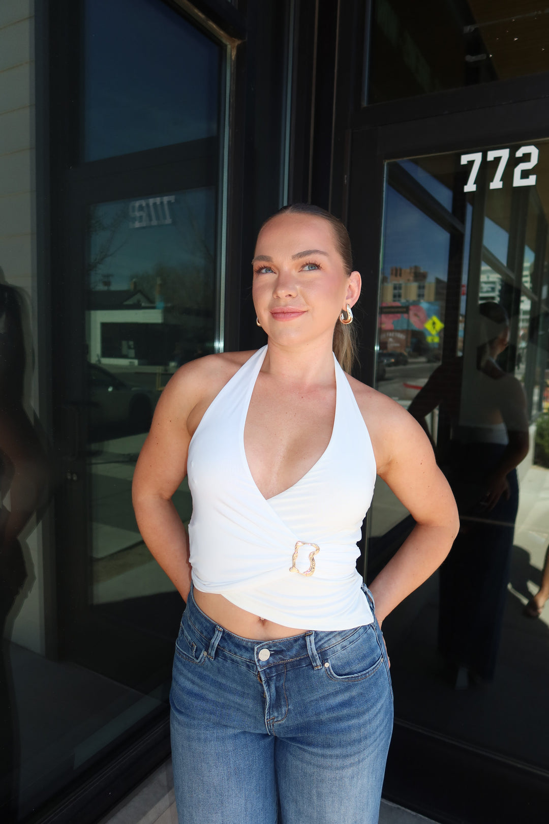 HALTER WRAP CROP TOP - WHITE