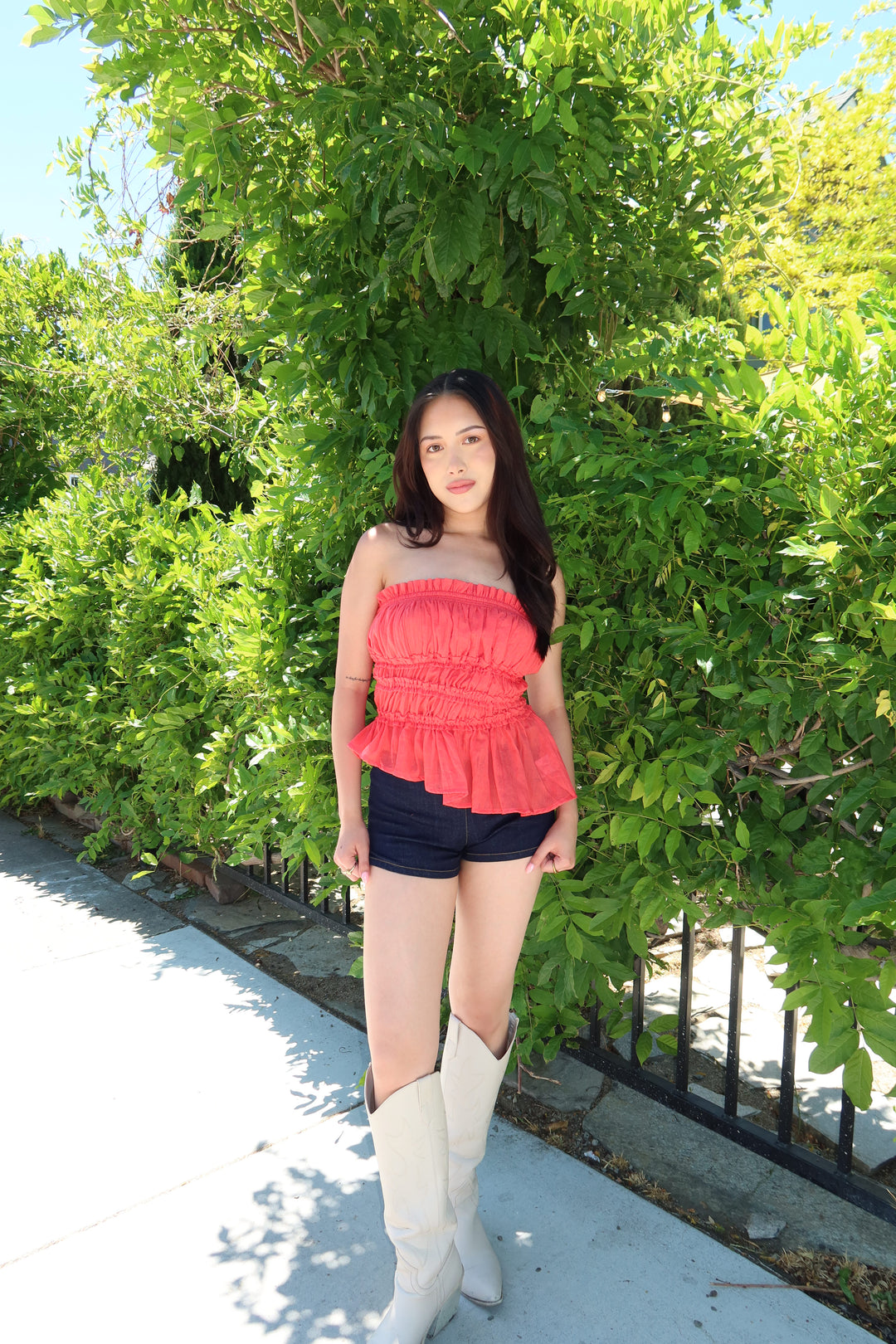 Rebel Ruffled Tube Top - Red