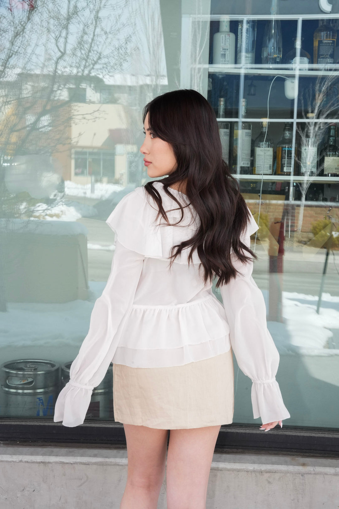 WHISPER OF ROMANCE RUFFLED BLOUSE