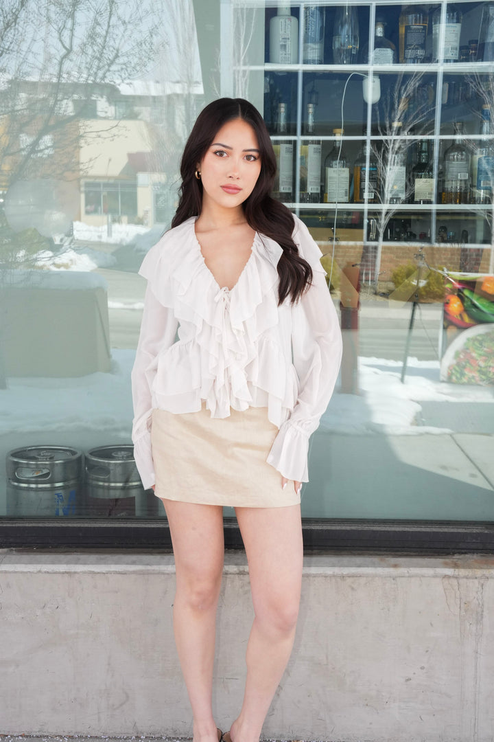 WHISPER OF ROMANCE RUFFLED BLOUSE