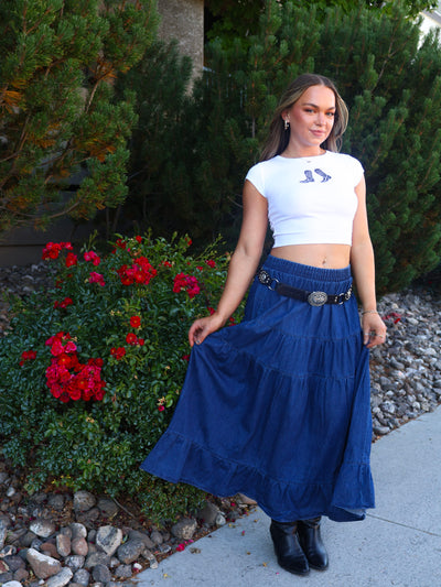 LEXINGTON DENIM MIDI SKIRT